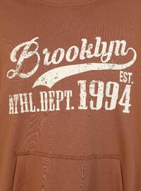 Baskılı Oversize Sweatshirt Taş rengi Benin