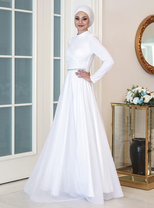 Abiye Elbise - Beyaz - Azra Design