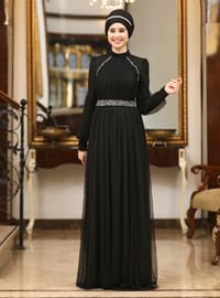 Tesettür Abiye Elbise - Siyah