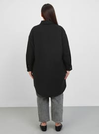 Büyük Beden Oversize Kaşe Ceket - Siyah - Alia