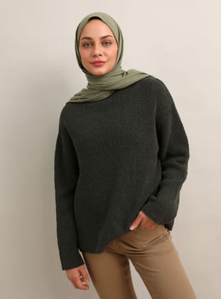 Özel İplik Detaylı Triko Tunik - Vizon - Refka