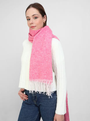 Balıksırtı Düz Atkı- Pembe - Tuva