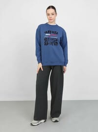 Baskı Detaylı Sweatshirt İndigo Benin