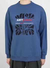 Baskı Detaylı Sweatshirt İndigo Benin
