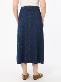 Büyük Beden Kuplu Denim Etek - Koyu Mavi - Alia