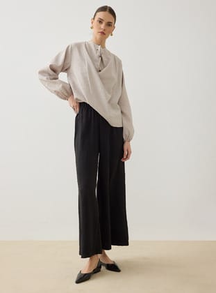 Beli Lastikli Basic Pantolon - Siyah - Nolia Butik