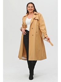 Kamel Büyük Beden Astarlı Trençkot