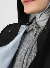 Çıtçıtlı Yağmurluk Raincoat Siyah