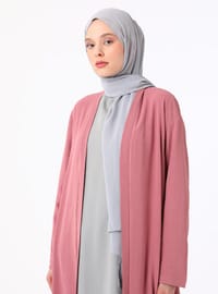 Garni Detaylı Abaya Gül Rengi