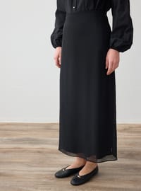 Astarlı Şifon Etek - Siyah - Refka
