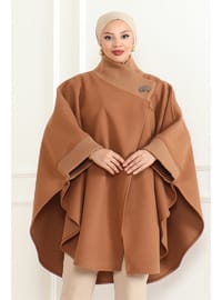 YAKASI TRİKOLU PANÇO Camel
