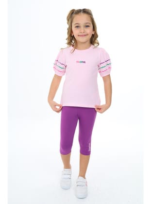 Toontoy Kız Çocuk Colorful Nakışlı Kaprili Takım Açık Pembe