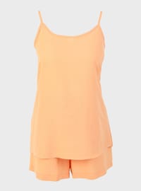 Yumuşak Tuşeli Pijama Takım - Turuncu - Refka