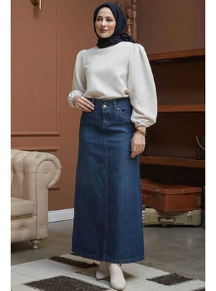2058-Denim Etek Koyu Mavi