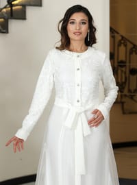 Orkide Abaya Takım Beyaz