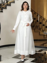 Orkide Abaya Takım Beyaz
