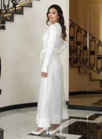 Orkide Abaya Takım Beyaz