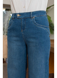 Bol Paça Denim Pantolon Mavi