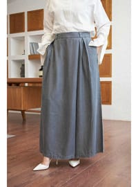 Denim Tensel Pantolon Etek Gri