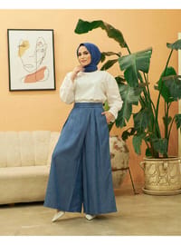 Denim Tensel Pantolon Etek Koyu Mavi