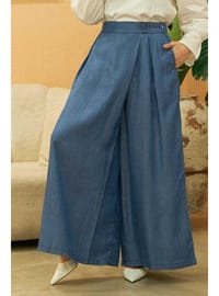 Denim Tensel Pantolon Etek Koyu Mavi