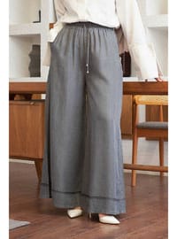 Tensel Lastikli Bol Paça Pantolon Gri