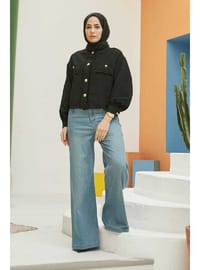 1152 Denim Bol Paça Pantolon Mavi