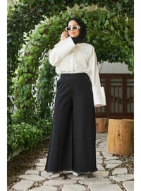 Denim Püsküllü Pantolon Etek Siyah