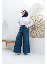 Koyu Mavi Denim Pantolon Etek