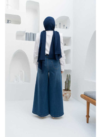 Koyu Mavi Denim Pantolon Etek