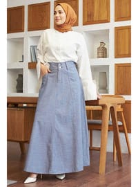 Mevlana Denim Etek Koyu Mavi