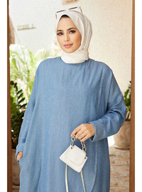 Denim Tensel Salaş Tunik Mavi