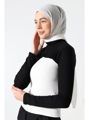Balıkçı Yaka Tesettür Boyunluklu Kolluk Siyah