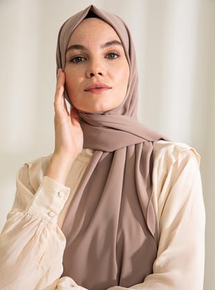 Medine İpeği Şal - Vizon - Pure Scarfs
