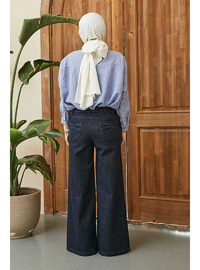 Bol Paça Denim Pantolon Füme