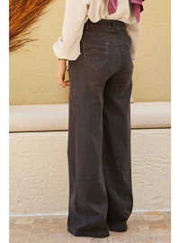 Bol Paça Denim Pantolon Koyu Gri
