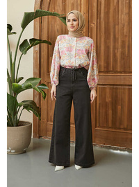 Bol Paça Denim Pantolon Füme