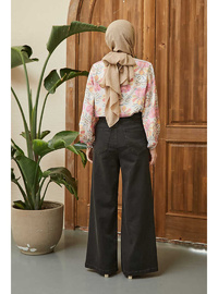 Bol Paça Denim Pantolon Füme