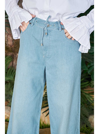 Bol Paça Denim Pantolon Açık Mavi