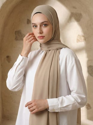 Şifon Şal - Soft Bej - Tuva