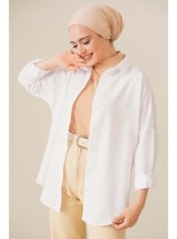 Oversize Tesettür Gömlek Beyaz