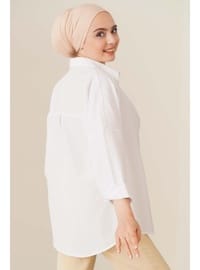 Oversize Tesettür Gömlek Beyaz