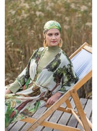 Flora Desenli Burkini Yeşil