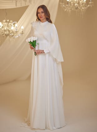 DURU NİKAH ABİYE ELBİSE - Beyaz- Burak Baran Fashion