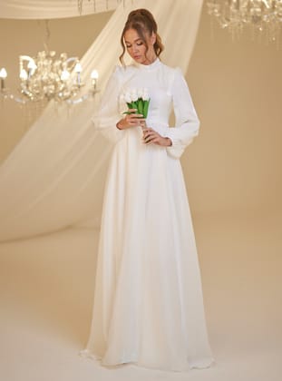 FEYZA Abiye Nikah Elbisesi - Beyaz - Burak Baran Fashion