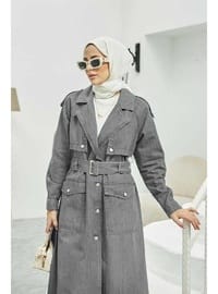 Reglan Kollu Trençkot Gri