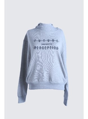 Yüksek Yaka Kapüşonlu Cepli Oversize Hoodie Sweatshirt