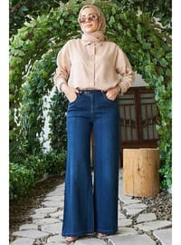 Bol Paça Denim Pantolon Lacivert