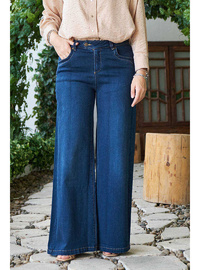 Bol Paça Denim Pantolon Lacivert