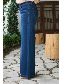Bol Paça Denim Pantolon Lacivert